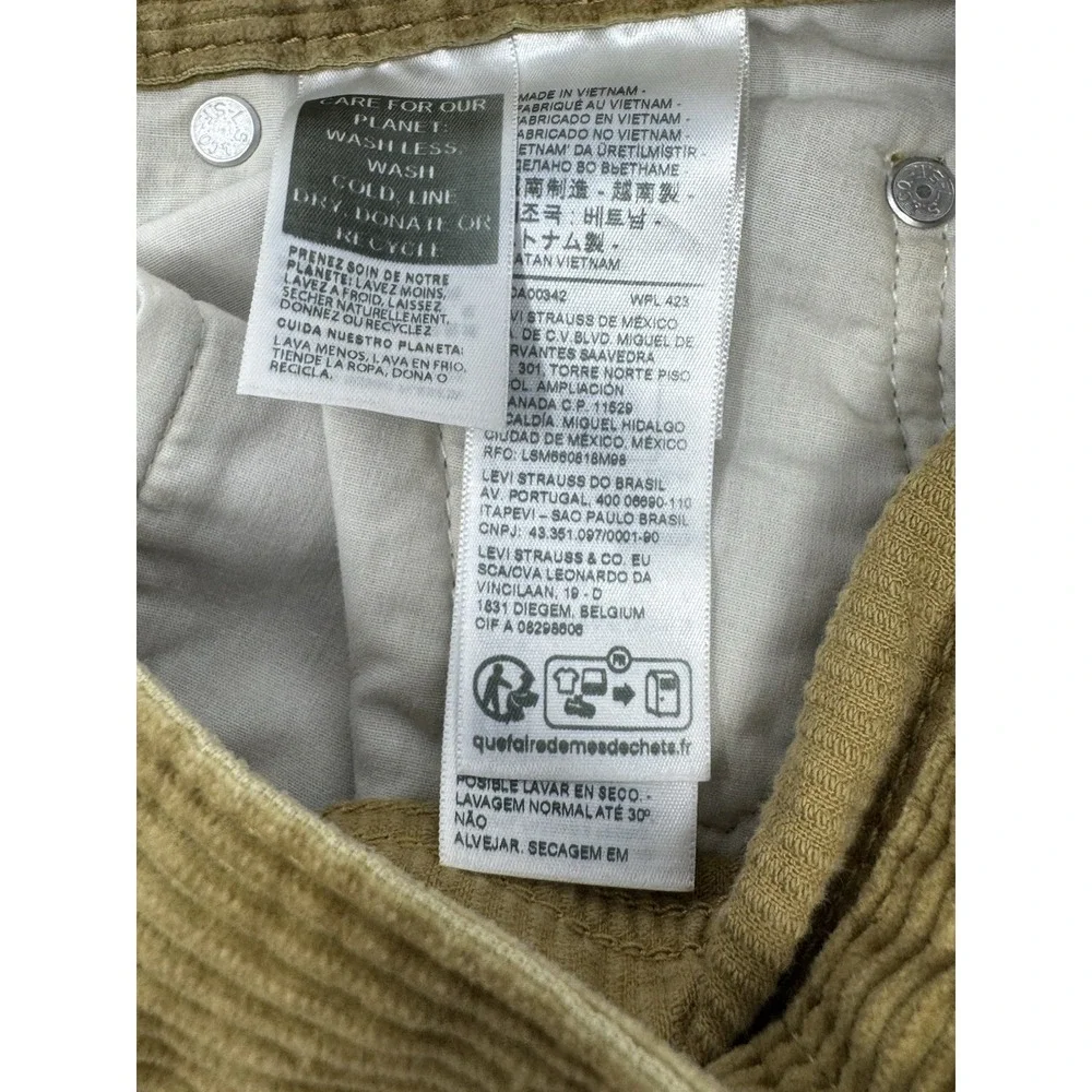 VTG Levi's Tan Corduroy Pants‎ 29x30 Mens Straight Leg Beige White Tab  USA